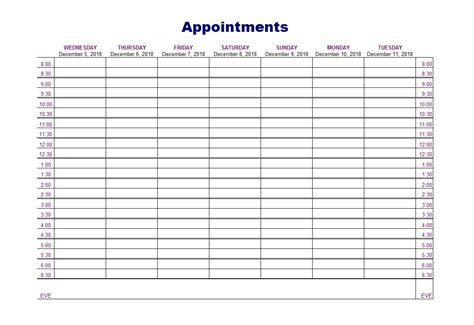 Saturday Appointment Schedule .